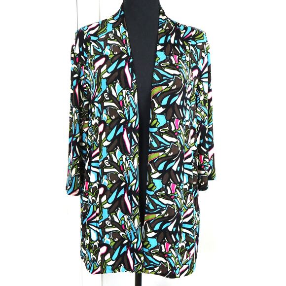 Vintage 90s Y2K Chicos Travelers 3 Long Cardigan Open Front XL Slinky Boho Retro - Picture 1 of 8